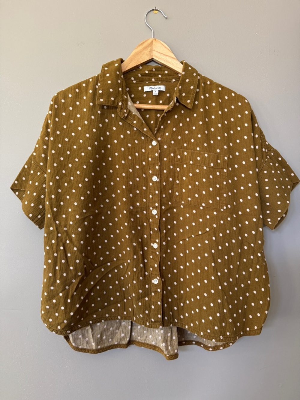 Madewell Mustard Polka Dot Top